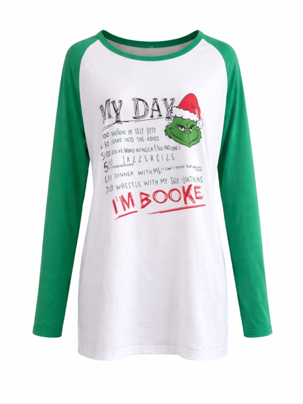 Christmas Grinch Green and White Long Sleeve Shirt M/L